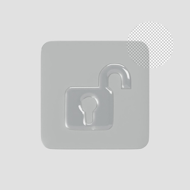 Unlock icon 3d render illustration