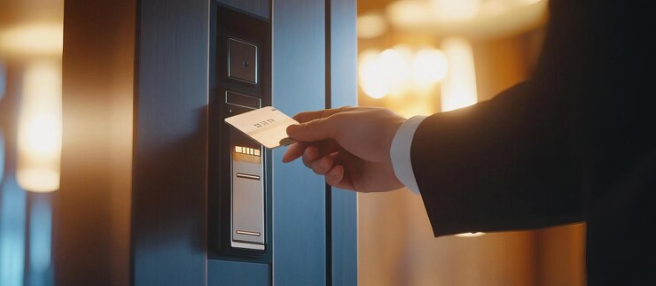PSD unlocking the door with a key card