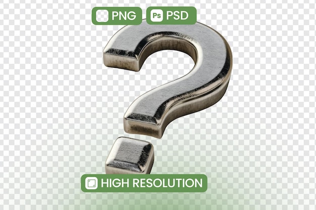 unlocking mysteries highresolution 3d metal question mark png psd download perfect for design projects graphic resources and creative visuals explore intrigue uncertainty and inquiry in your designs