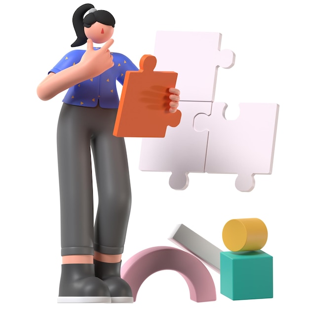 unmatch puzzle empty state 3d illustration
