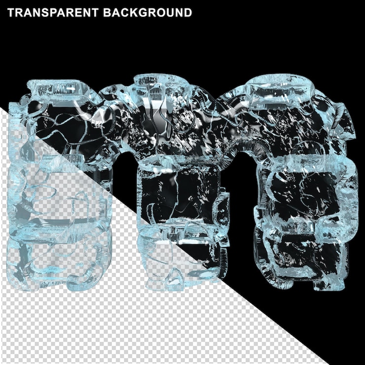 PSD unpolished ice letters. 3d small letter m