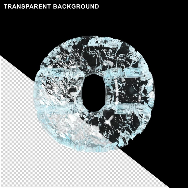 PSD unpolished ice symbols. 3d small letter o