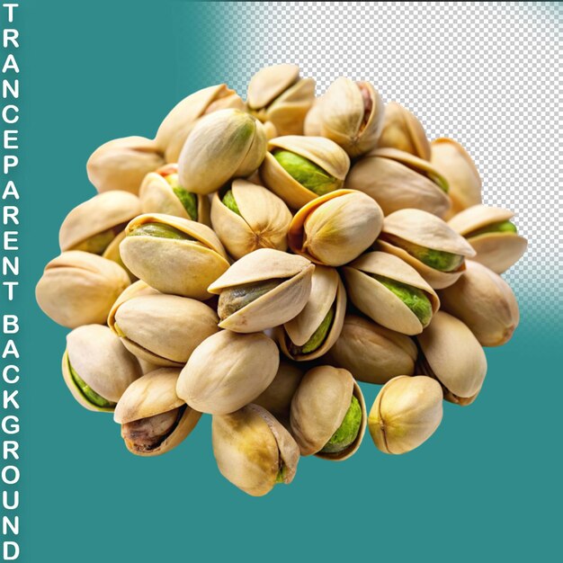 PSD unshelled pistachios isolated on transparent background