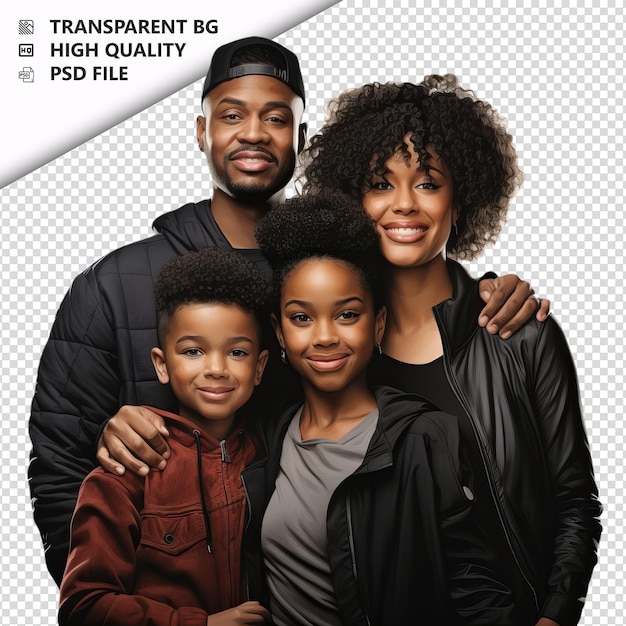 PSD unsuccessful black family ultra realistic style white bac