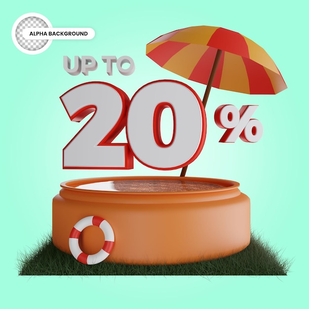 Up to 20 percent discount isolated 3d render