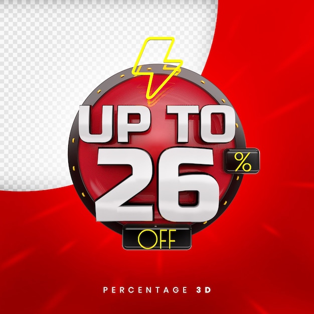 Up to 26 percent off banner 3d premium psd