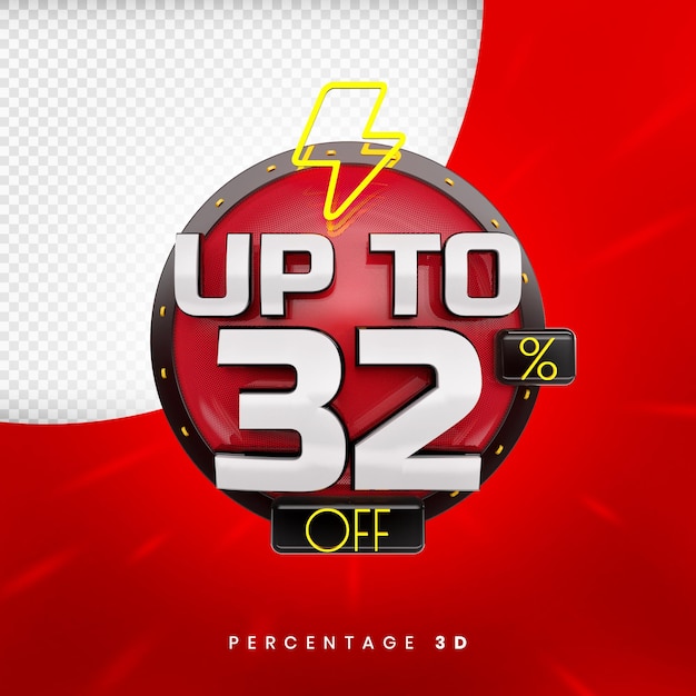 Up to 32 percent off banner 3d premium psd