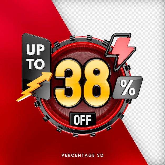 PSD up to 38 percent off banner 3d isolated premium psd