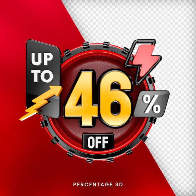 PSD up to 46 percent off banner 3d isolated premium psd
