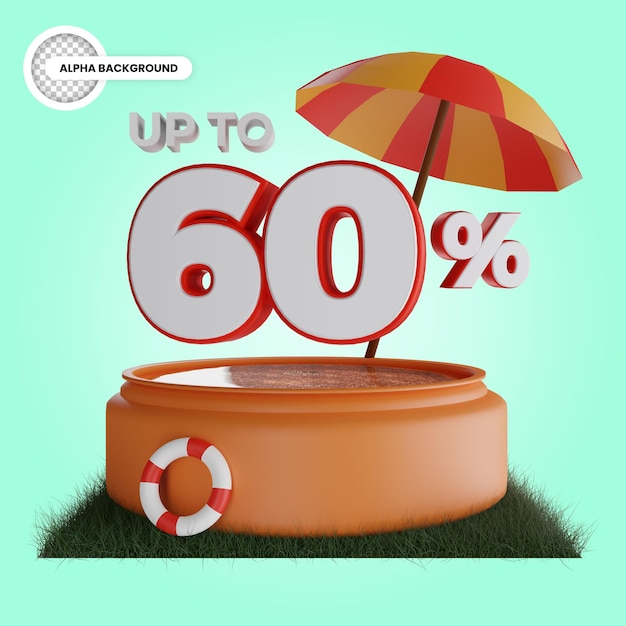 Up to 60 percent discount isolated 3d render