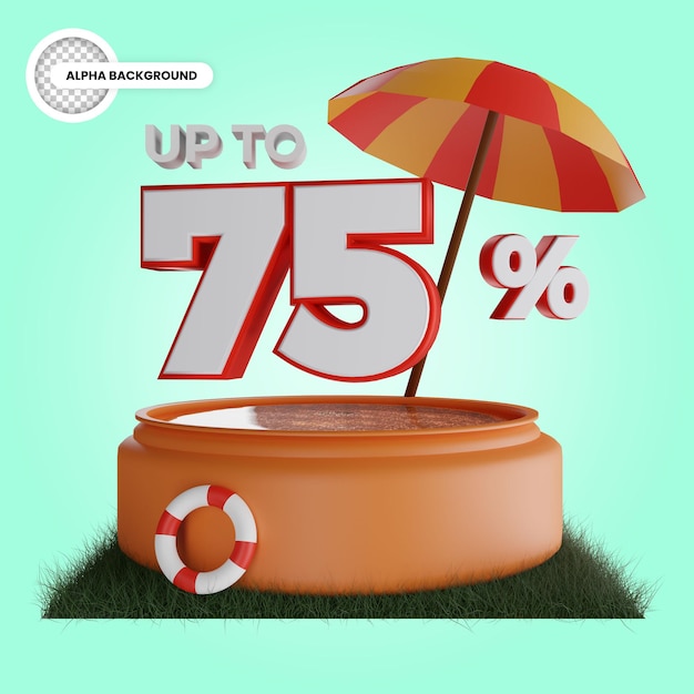 Up to 75 percent discount isolated 3d render