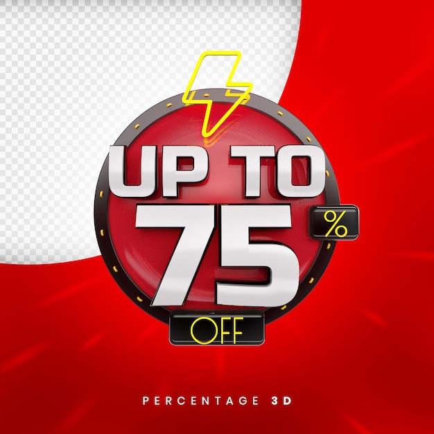 Up to 75 percent off banner 3d premium psd