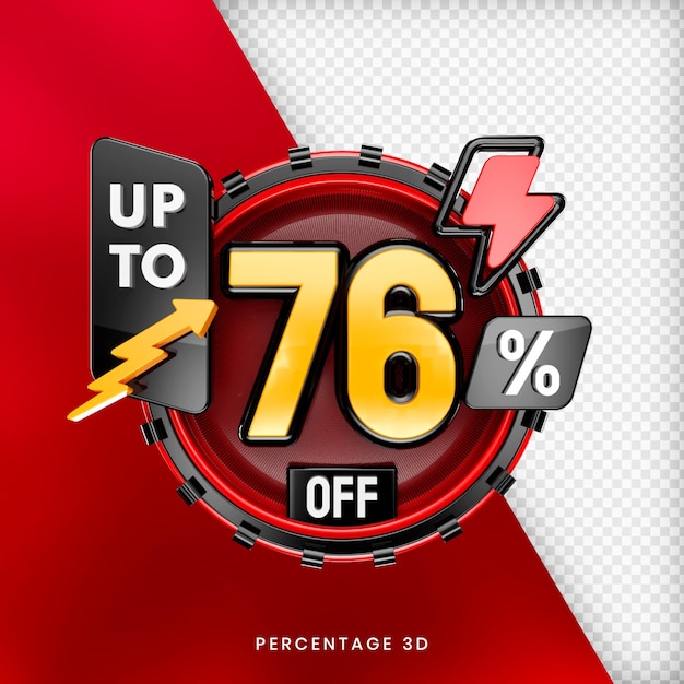 Up to 76 percent off banner 3d isolated premium psd