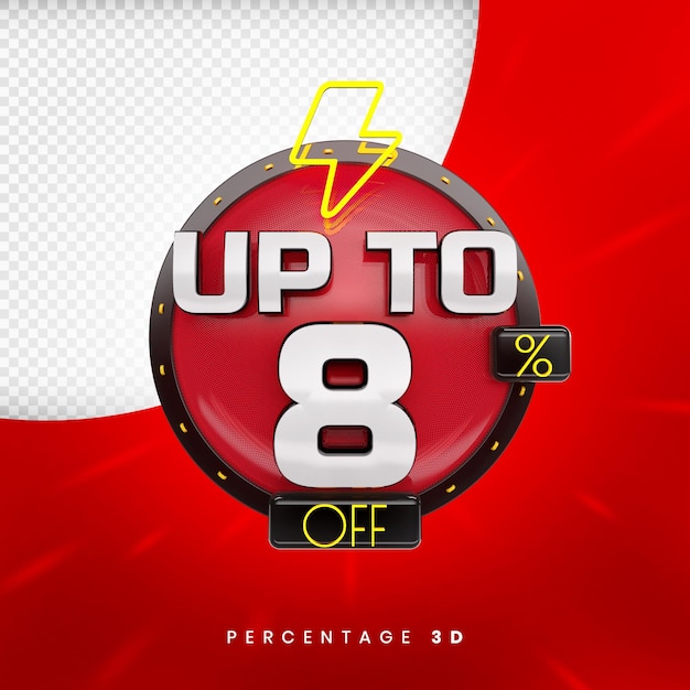 Up to 8 percent off banner 3d premium psd