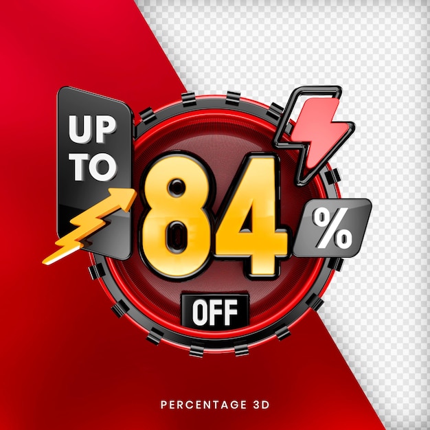 PSD up to 84 percent off banner 3d isolated premium psd