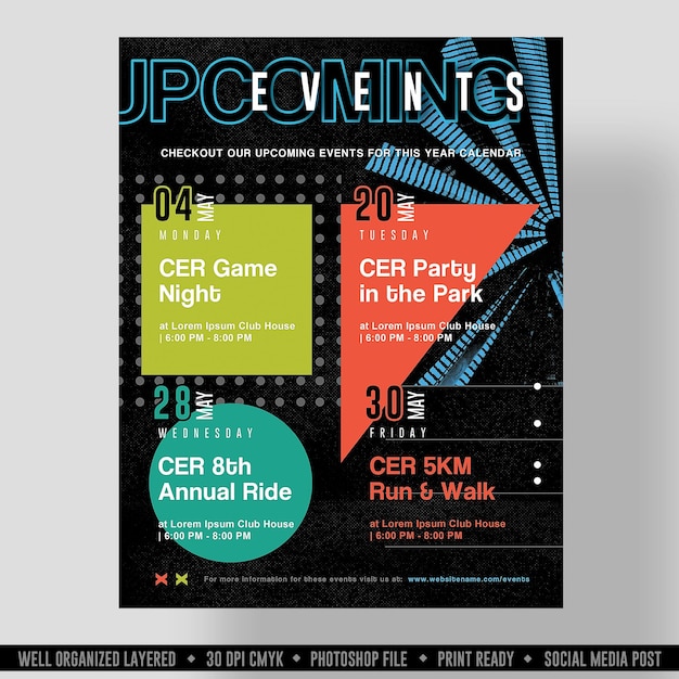 Upcoming events flyer template