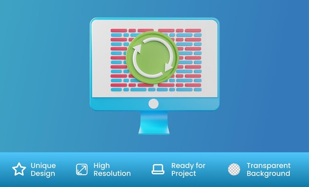 PSD aggiornamento dell'illustrazione 3d del software