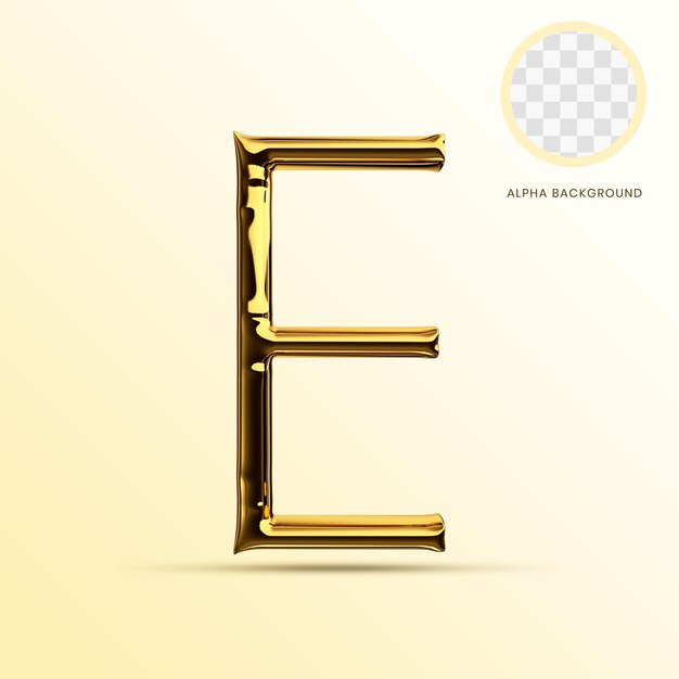 PSD upercase gold letter e 3d