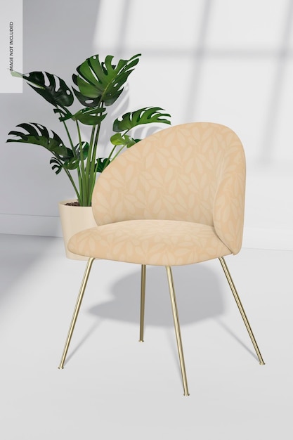 Upholstered Chair with Steel Legs Mockup, Right View