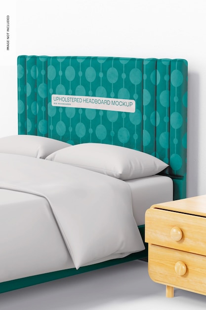 PSD upholstered headboard mockup, perspective