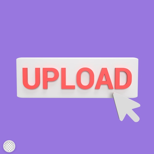 upload click with cursor 3d icon model cartoon style concept render illustration