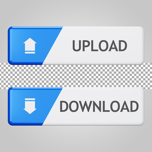 Upload download knap på gennemsigtig baggrund 3d gengivelse
