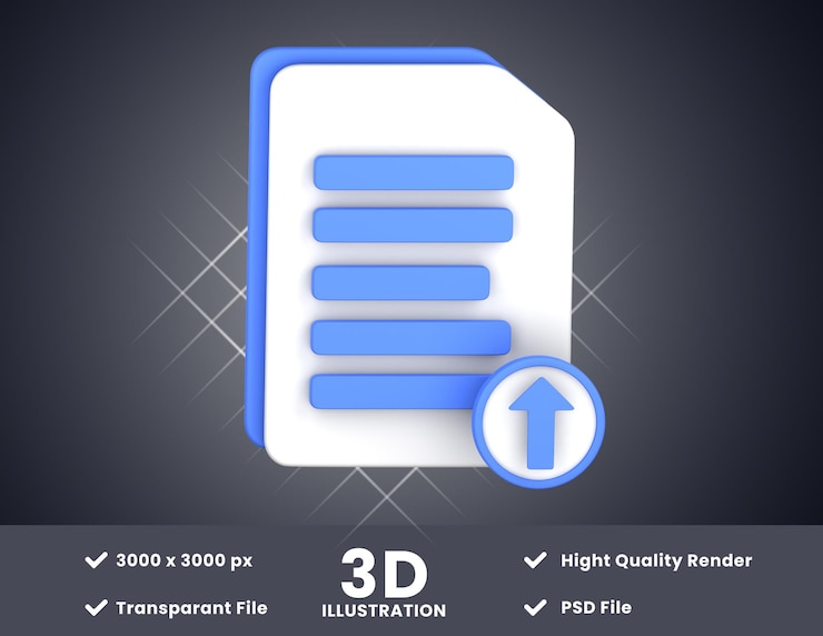 PSD upload file3d illustration suitable for your design