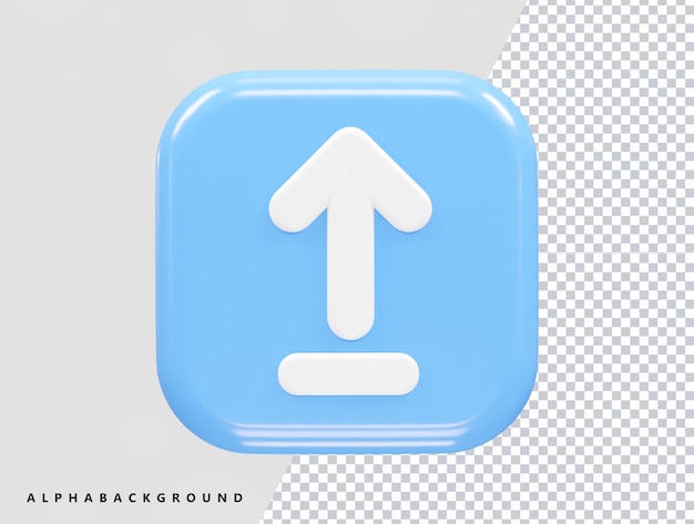 Upload icon 3d rendering illustration element