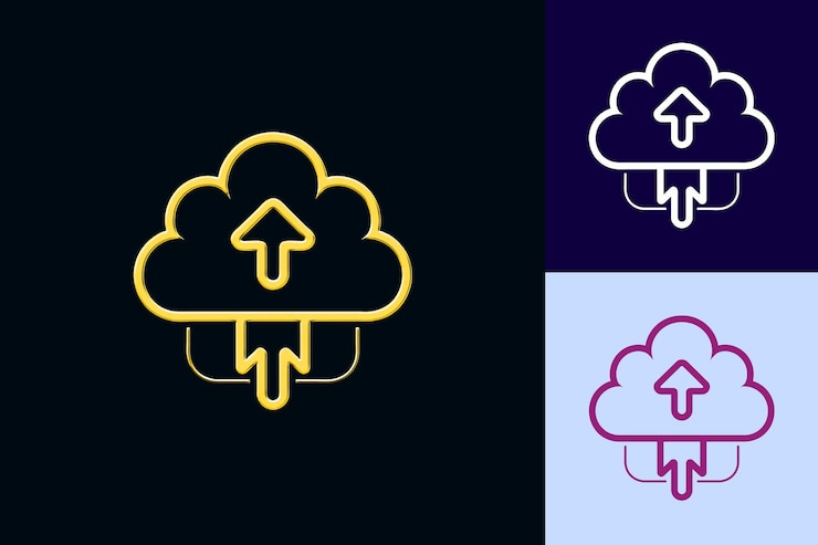 PSD upload icon with a small arrow pointing upwards outline and abstract minimalist icon designs