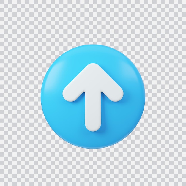 Upload sign 3d render Interface button isolated on white