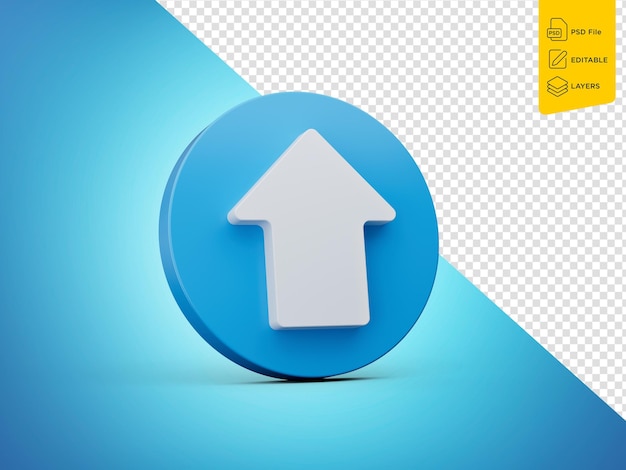 Upload sign Interface button on isolated Background 3d illustration