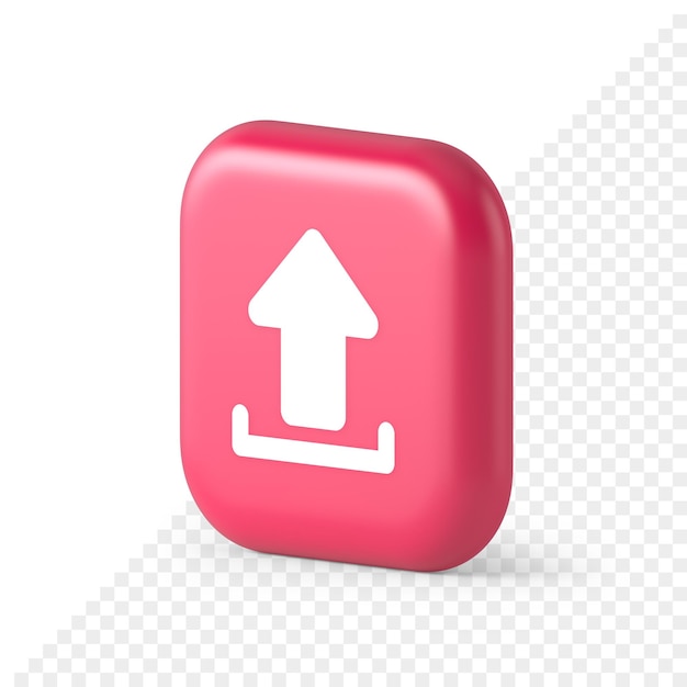 Upload up arrow button document multimedia file exchange cyberspace storage 3d isometric icon