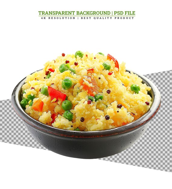 PSD upma or uppuma cooked as a thick porridge from dry roasted oat seasonings of vegetables