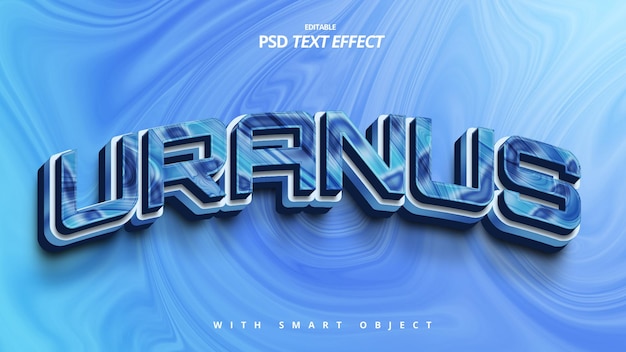 Uranus 3d blue text effect futuristic editable template design