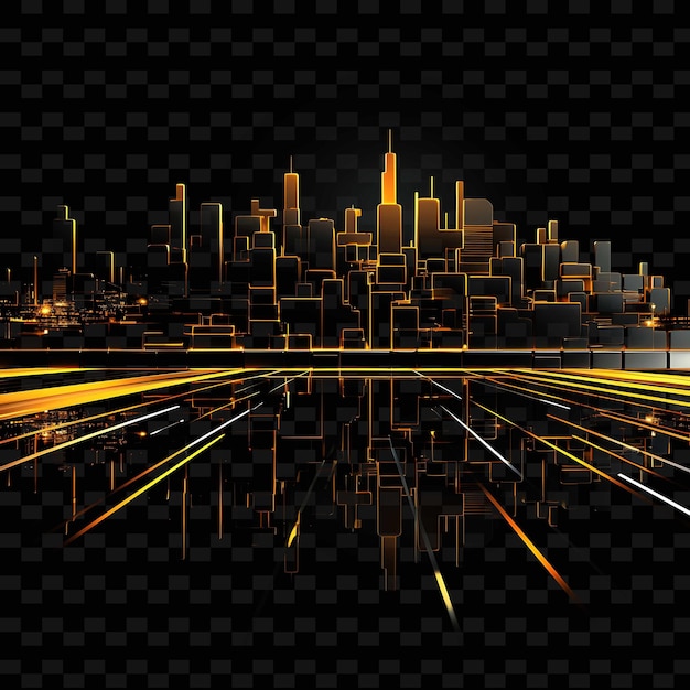 PSD urban abstract urban landscape lines abstract city elements png y2k shapes transparent light arts