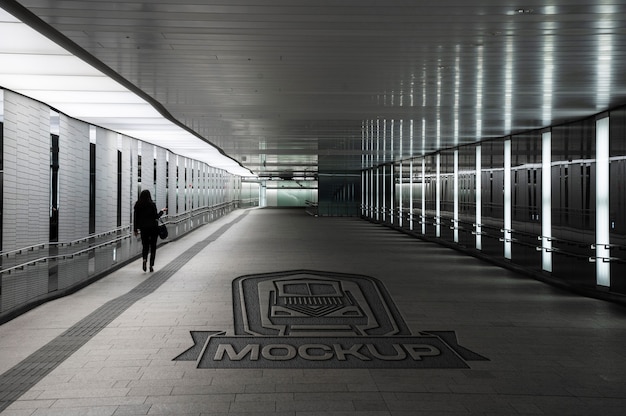 PSD urban building hallway mock-up view