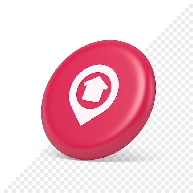 Urban building location find button house map pin web application 3d isometric realistic icon