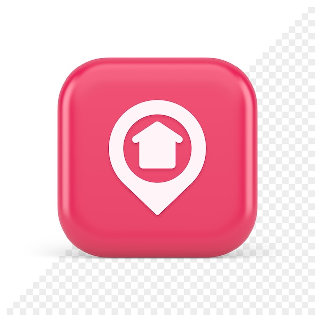 Urban building location find button house map pin web application 3d realistic icon