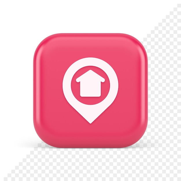 Urban building location find button house map pin web application 3d realistic icon