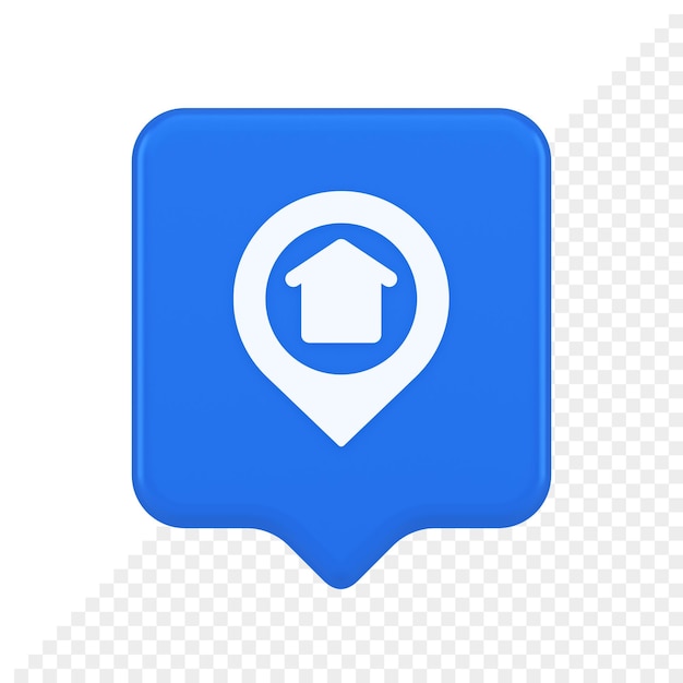 PSD urban building location find button house map pin web application 3d realistic speech bubble icon