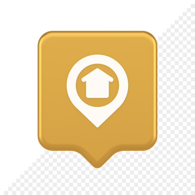 PSD urban building location find button house map pin web application 3d realistic speech bubble icon