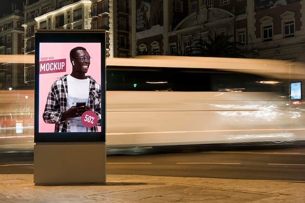 Urban city lights with sign mock-up