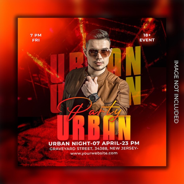 Urban club dj social media post and web banner template