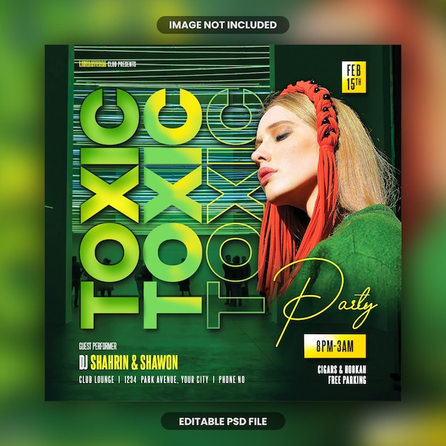 Urban club dj summer night music event party flyer or social media banner and facebook post template