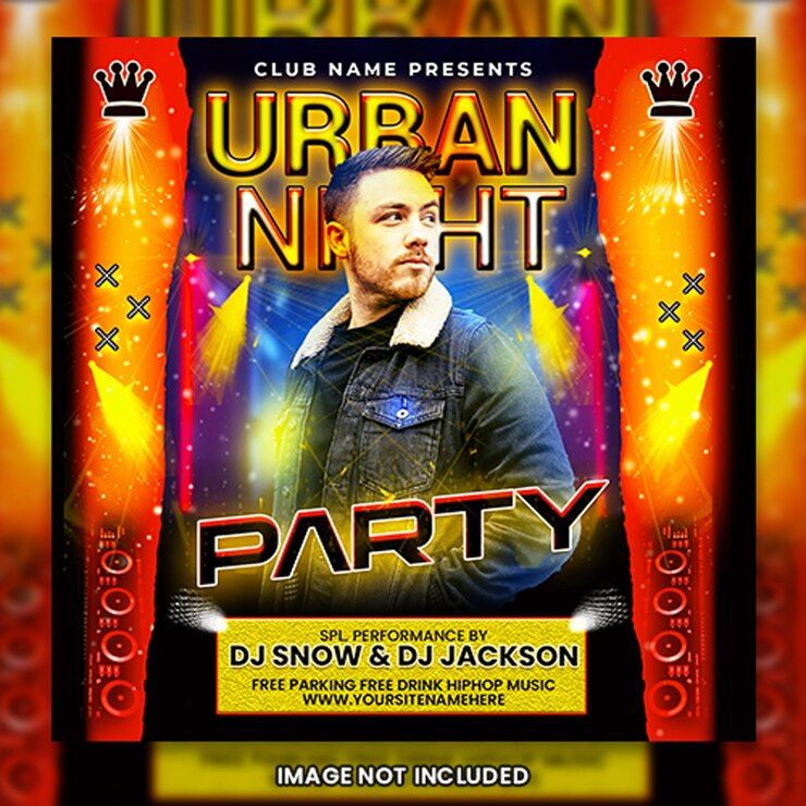 PSD urban club music dj party flyer social media post template psd