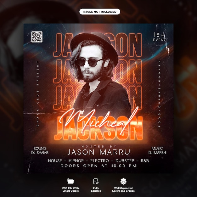 PSD urban club night party flyer and social media web banner template