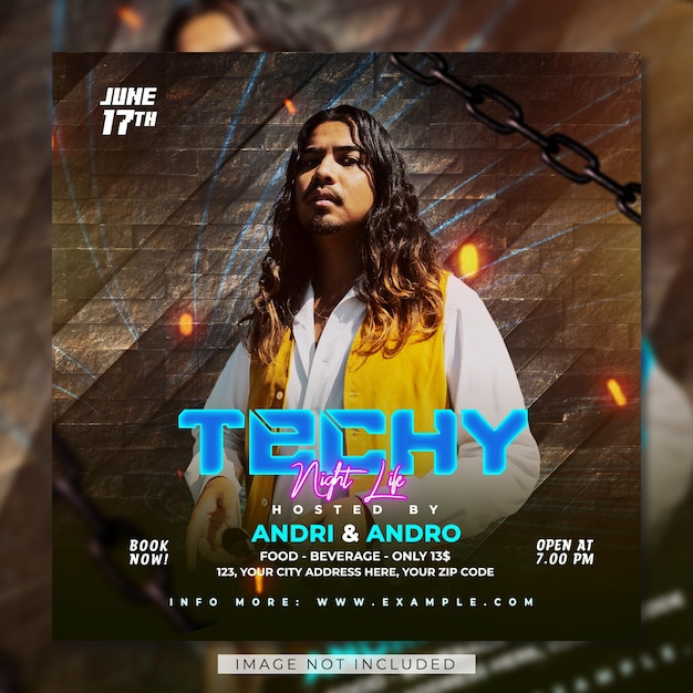 Urban club party flyer instagram social media post and web banner