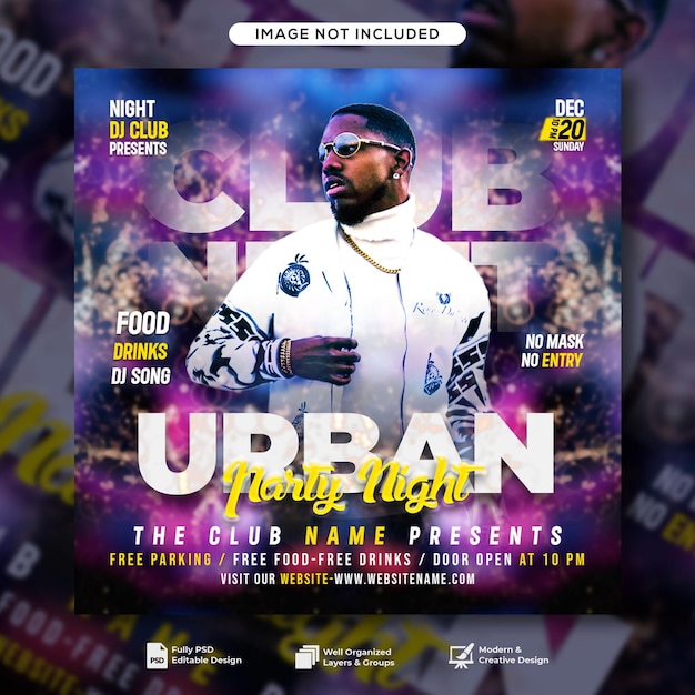 Urban club party flyer social media post webbanner