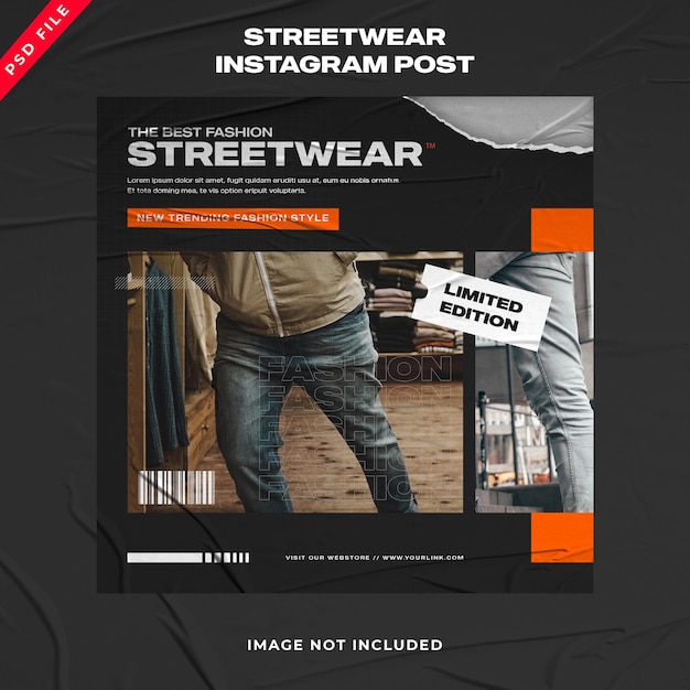 Городская мода уличная одежда баннер шаблон сообщения в instagram
