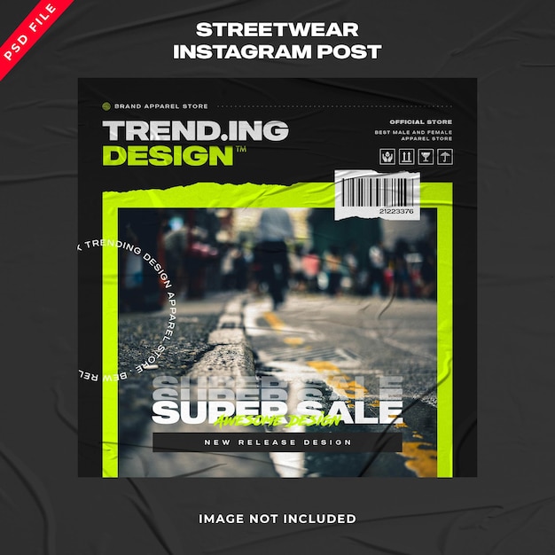 Modello di post instagram per banner urban fashion streetwear